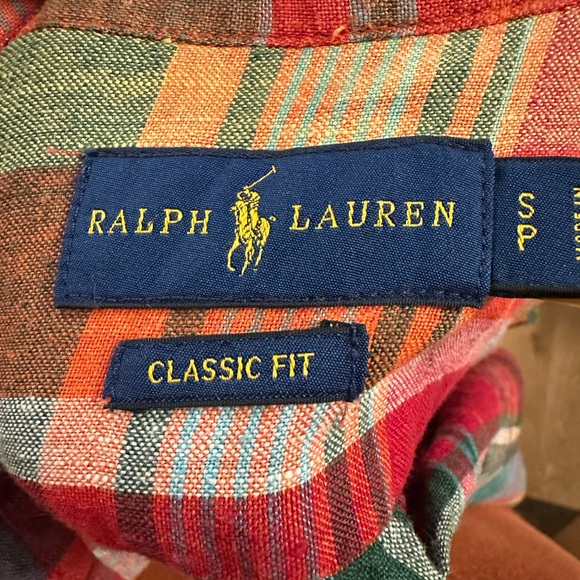 Ralph Lauren Vibrant Plaid Button-Down Shirt 100% Linen size S - Picture 3 of 7
